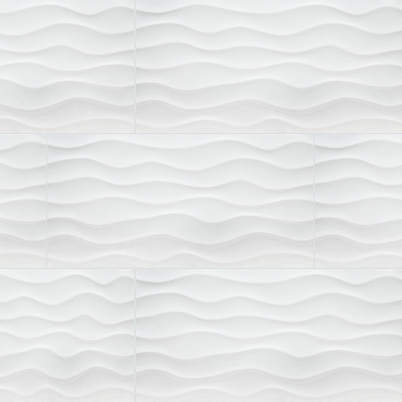 DYMO WAVY WHITE 12X36 GLOSSY CERAMIC TILE