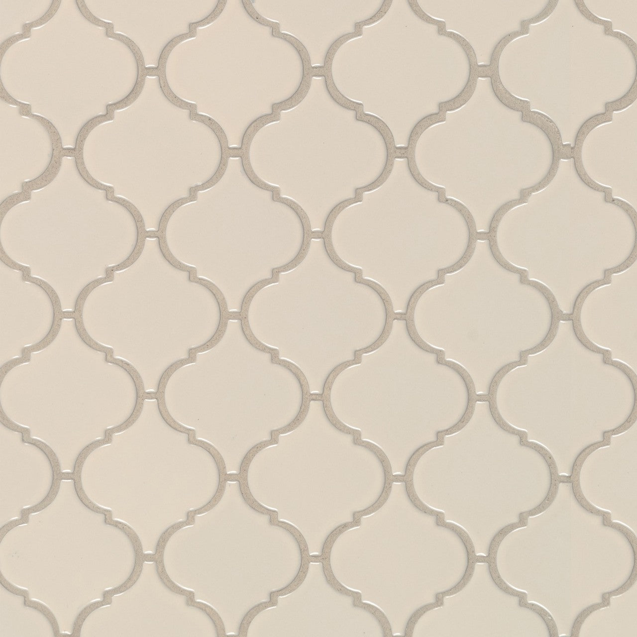 ALMOND GLOSSY ARABESQUE MOSAIC PORCELAIN TILE