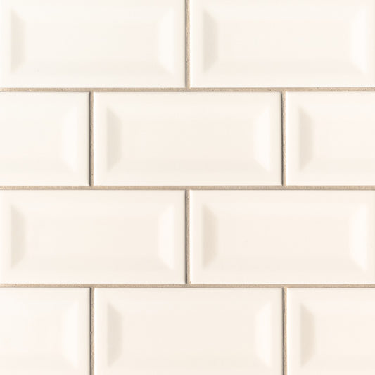 ALMOND GLOSSY 3X6 INVERTED BEVELE CERAMIC TILE