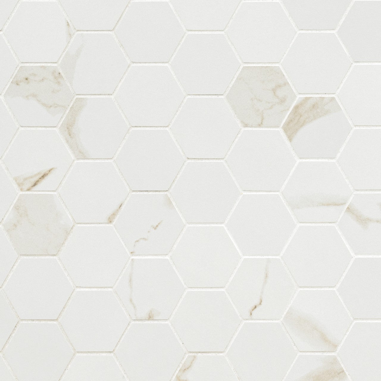 EDEN CALACATTA 2X2 HEXAGON MATTE MOSAIC SHEET