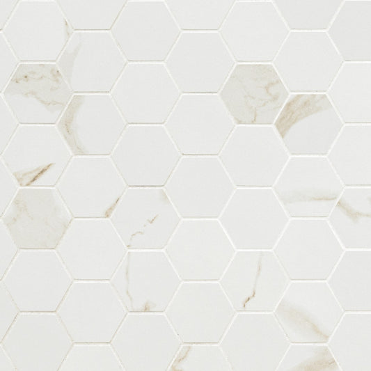 EDEN CALACATTA 2X2 HEXAGON MATTE MOSAIC SHEET