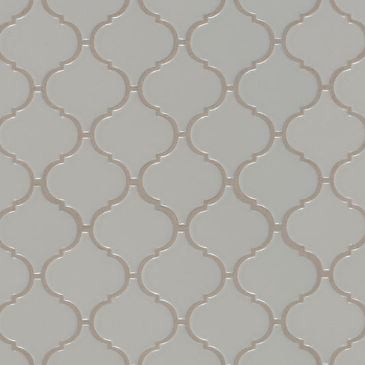 GRAY GLOSSY ARABESQUE MOSAIC PORCELAIN TILE