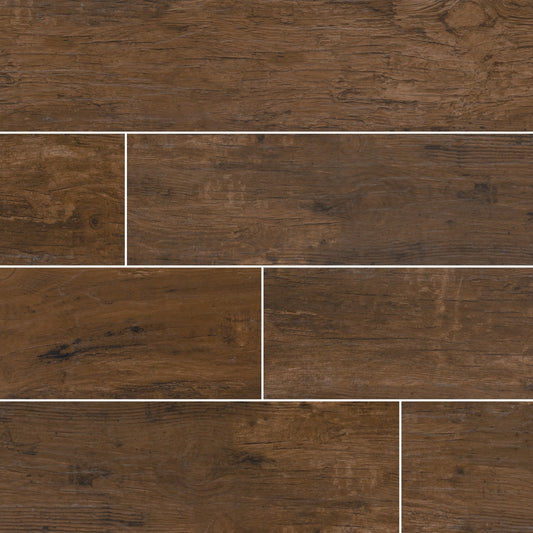 REDWOOD MAHOGANY 6X36 MATTE PORCELAIN TILE
