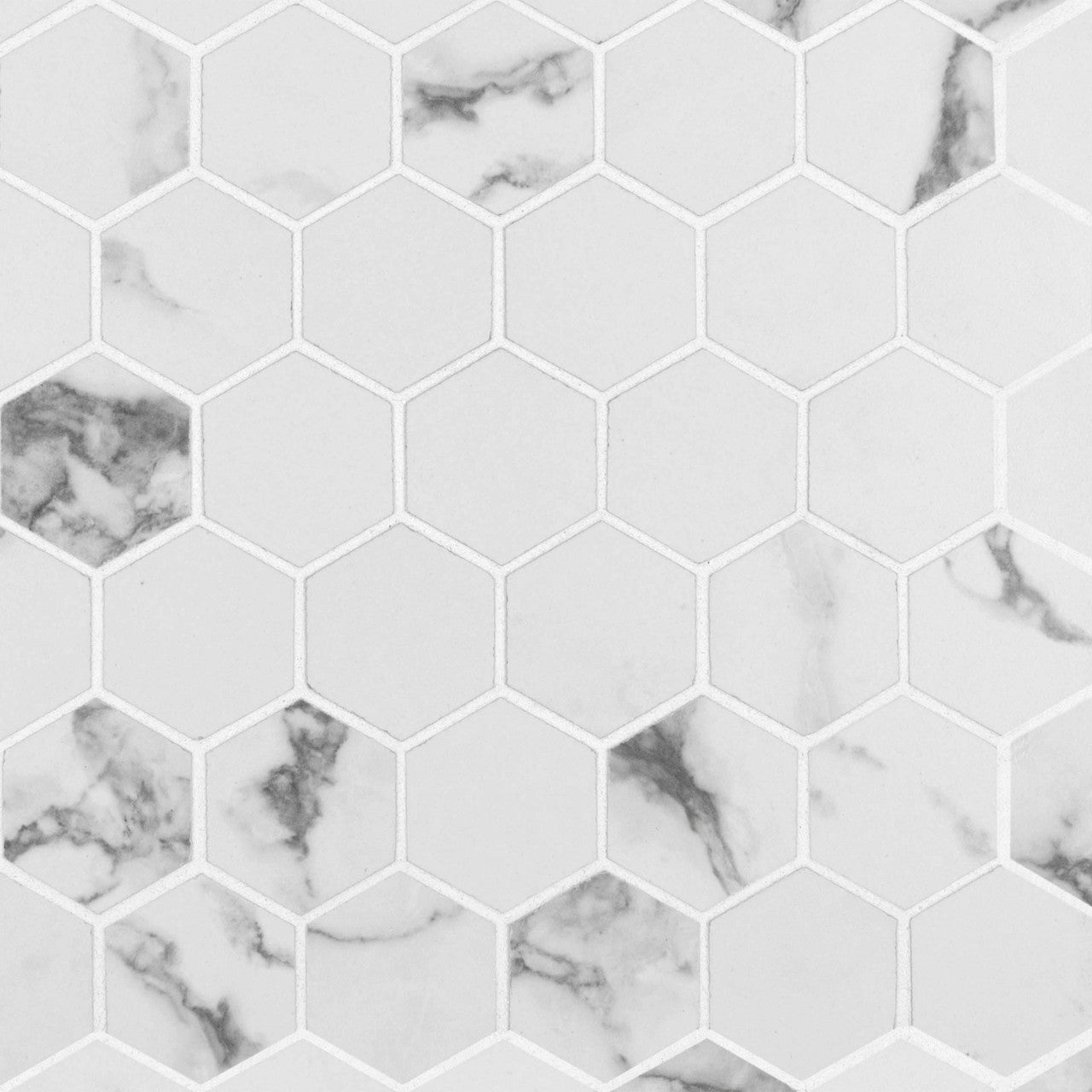 STATUARIO MATTE 2X2 HEXAGON MOSAIC PORCELAIN TILE