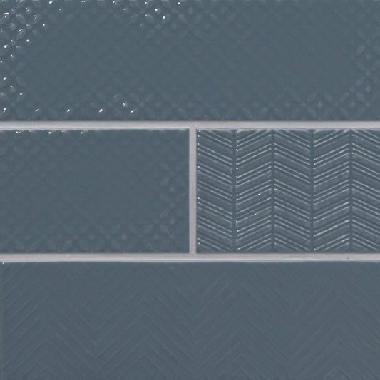 URBANO NAVY 4X12 GLOSSY MIX WALL TILE