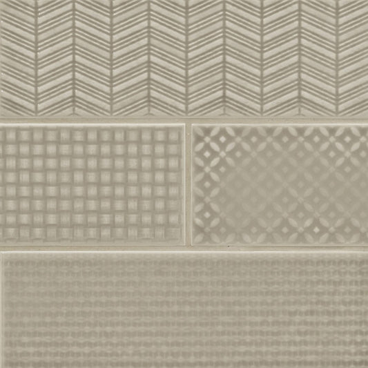 URBANO WARM CONCRETE 3D MIX  4X12 GLOSSY WALL TILE