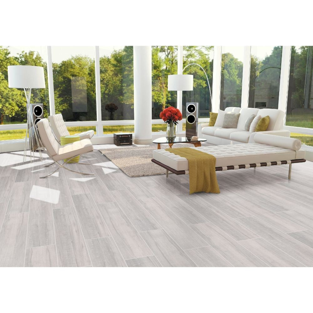 Belmond Pearl 8X40 Grey Matte Ceramic Tile