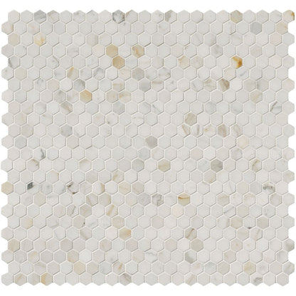 Calacatta Gold 1” Hexagon Polished Mosaic Tile