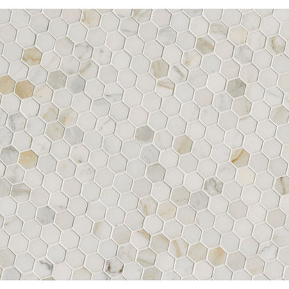 Calacatta Gold 1” Hexagon Polished Mosaic Tile